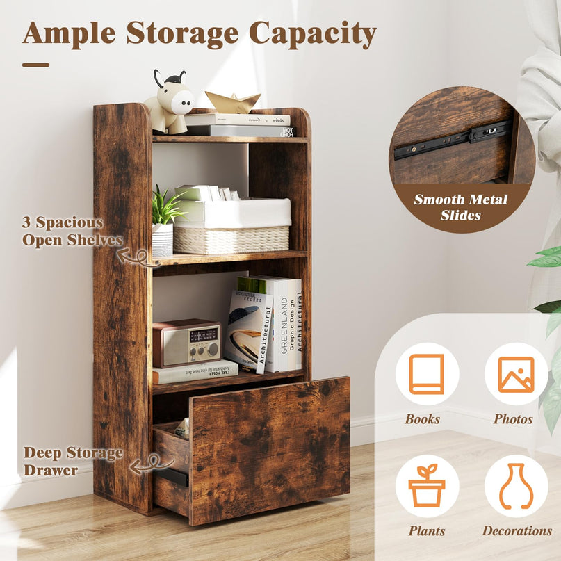 Giantex Bookshelf with Drawer for Living Room