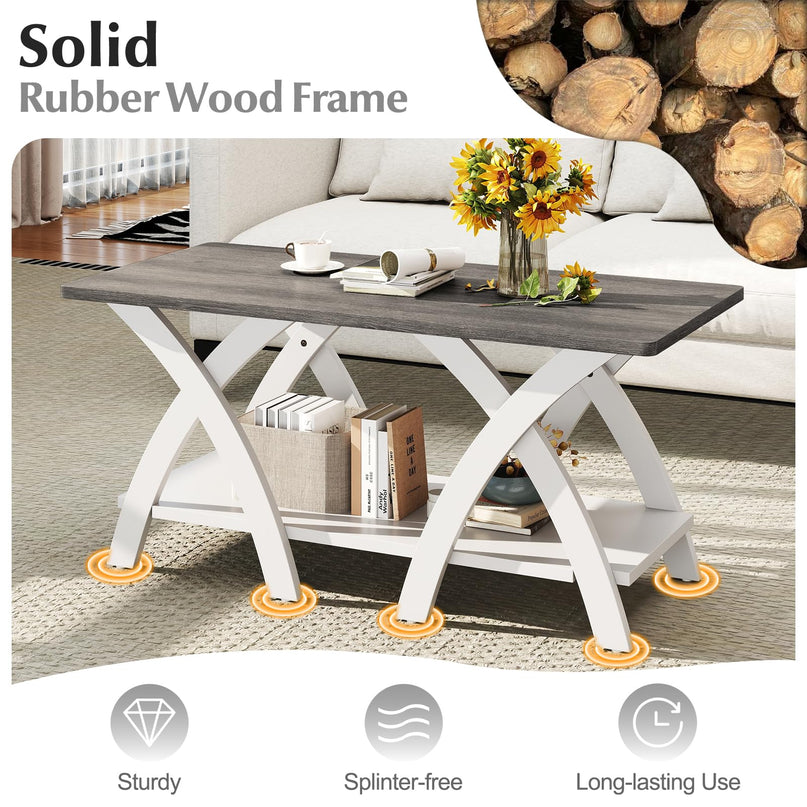 Giantex 40 Inch Rectangular Living Room Table with Open Display Area for Small Space