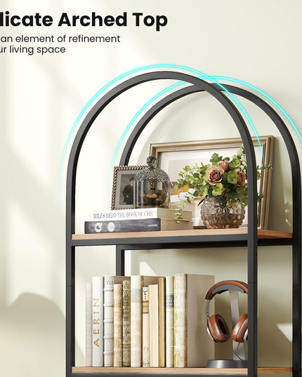 GIANTEX 4-Tier Arched Industrial Bookcase with Metal Frame (1/2)