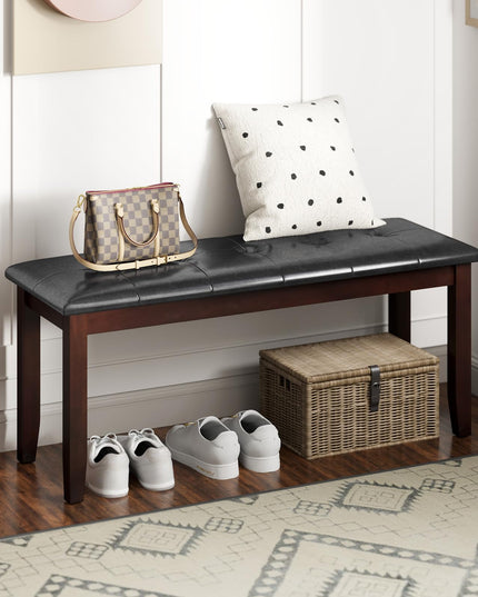 Giantex Button-Tufted Dining Bench, 45.5” PU Leather Upholstered Bench w/Loads 400 Lbs