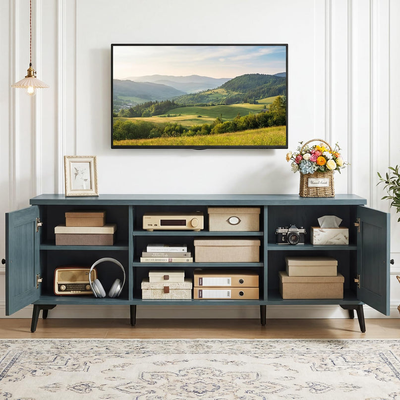 Meuble TV Giantex Mid Century 2 portes pour téléviseurs jusqu'à 65 pouces pour salon