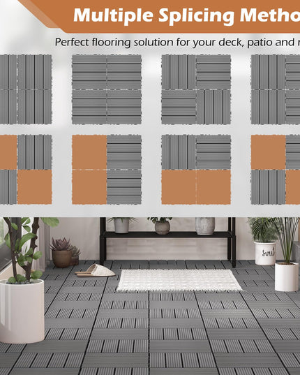 Giantex Interlocking Deck Tiles 18/36 Pack - 12 x 12 in Composite Outdoor Flooring Covering All Weather Use