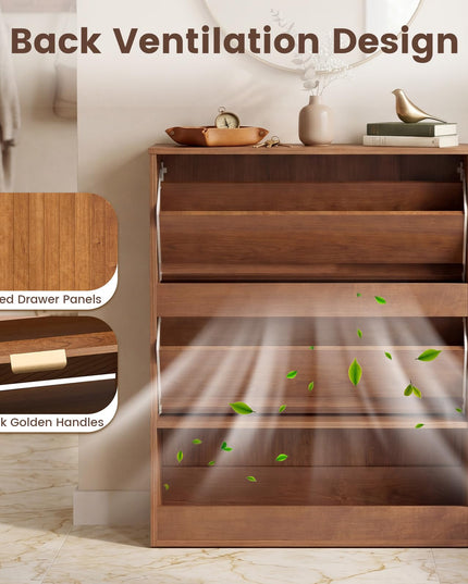 Giantex Shoe Storage Cabinet with 2 Flip Drawers