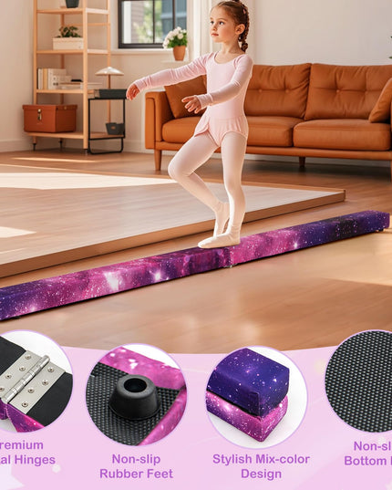 Giantex 8FT Balance Beam, Folding Gymnastics Beam w/Carry Handles