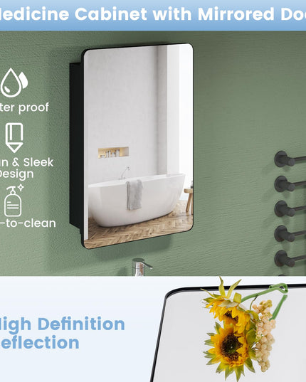 Giantex Medicine Cabinet Mirror, 20x30” Bathroom Cabinet with Beveled Mirror