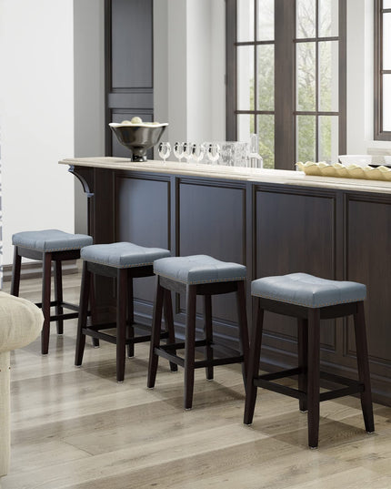 Backless Counter Stool with Footrest, Soft Seat Cushion