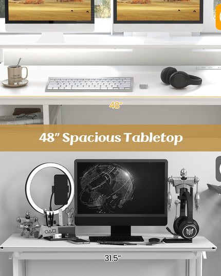 Giantex 66 Inch Home Office Workstation with Charging Station