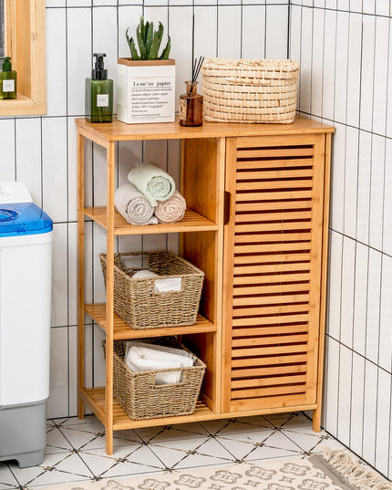 Bathroom Storage Cabinet Bamboo Floor Cabinet Free Standing Organizer - Giantex
