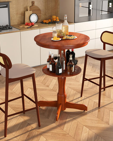 Giantex 2 Tier Tall Round Dining Table with Pedestal Base