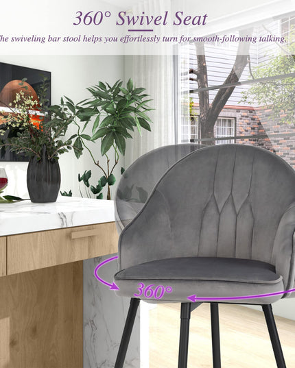 Giantex Modern Low Back Bar Chairs for Kitchen, Pub, Bistro, Grey