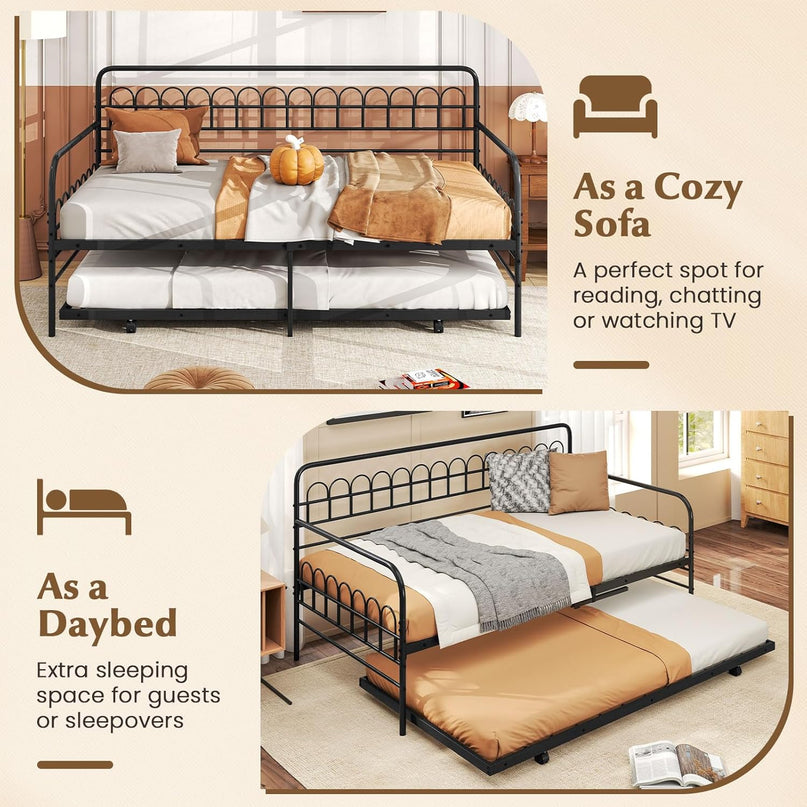 Giantex Twin Daybed with Trundle for Living Room
