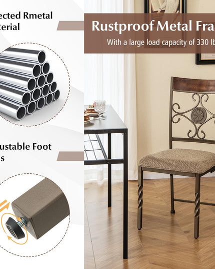 Giantex Upholstered Dining Chair Set, Vintage Metal Dining Chairs with Soft Padded Seat Cushion