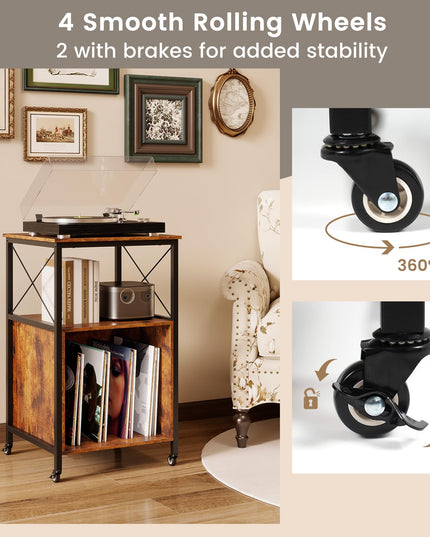 Giantex Record Player Stand with Charging Station for Living Room