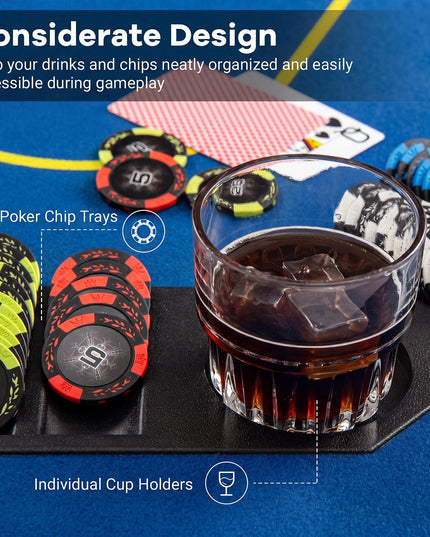 Giantex 79 x 36 Inch Poker Table Top | Foldable 8 Player Texas Holdem Poker Table Topper w/Carry Bag