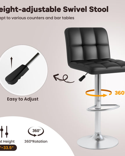 Giantex Swivel Bar Stools Set of 2/4, Upholstered Counter Height Bar Chairs with Back