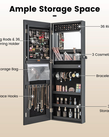 CHARMAID LED Mirror Jewelry Cabinet