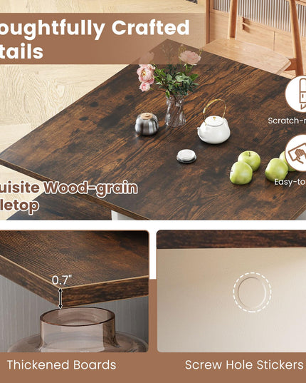 Giantex Square Coffee Table with 4 Storage Compartments & Cross Shape Base