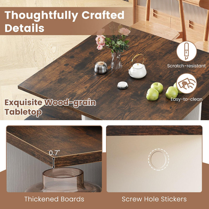 Giantex Square Coffee Table with 4 Storage Compartments & Cross Shape Base