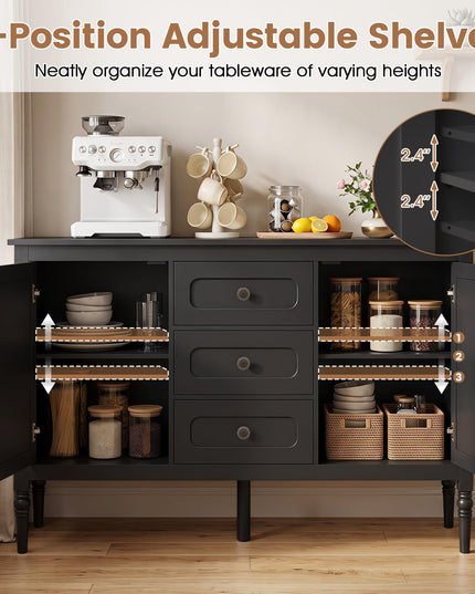 GIANTEX 47" Buffet Cabinet with 3 Drawers & 2 Cabinets