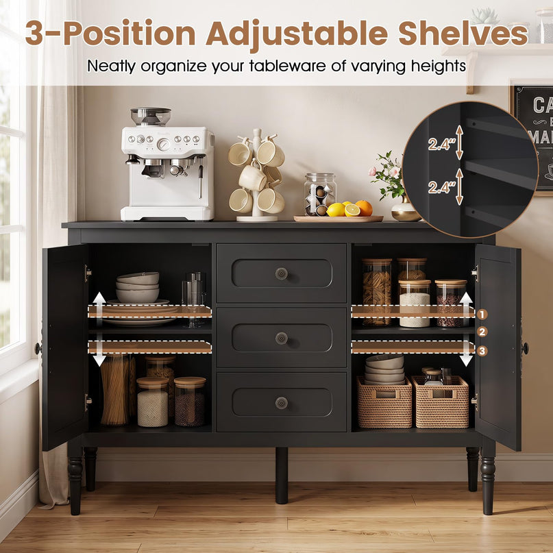 GIANTEX 47" Buffet Cabinet with 3 Drawers & 2 Cabinets