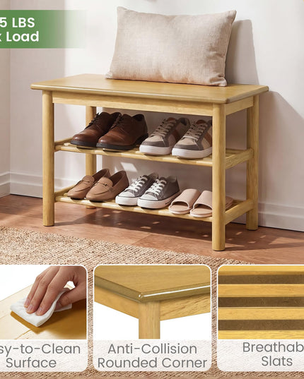 Banc à chaussures Giantex 3 niveaux avec étagères à lattes (30,5 x 61 x 43 cm)