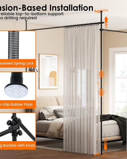 Giantex Room No Drill Divider Curtain Rod | Adjustable 4-10 ft Height & 28-142 in Width