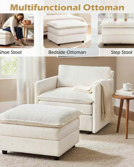Fauteuil d'appoint surdimensionné Giantex avec ottoman pour chambre, salon et appartement