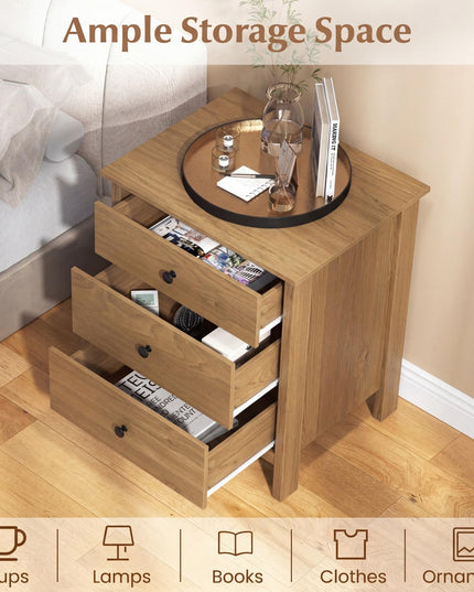 Giantex Nightstand with 3 Drawers for bedroom