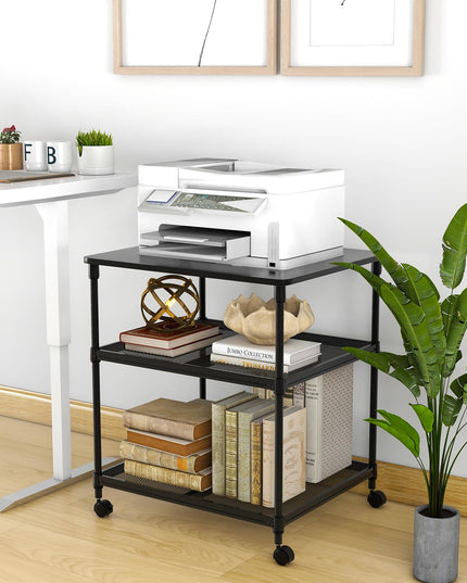 Giantex Printer Stand, 3-Tier Industrial Printer Cart with Lockable Wheels