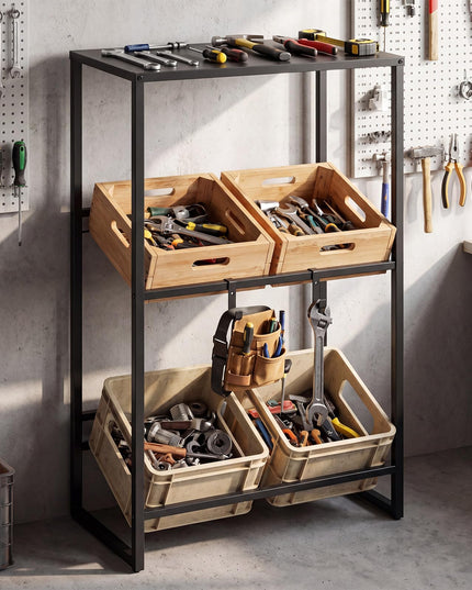 Giantex 3-Tier Drink Crate Rack | Heavy-duty Metal Storage Rack with Shelf
