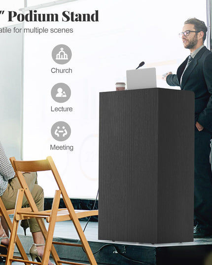 Giantex Portable Podium Stand, Lectern Podium with 2 Storage Shelves, 4 Universal Wheels, Mobile Speaking Podium Hostess Stand Pulpits