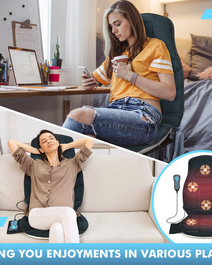 Giantex Memory Foam Massage Seat Cushion, Back Massager with 6 Vibration Massage Nodes & 2