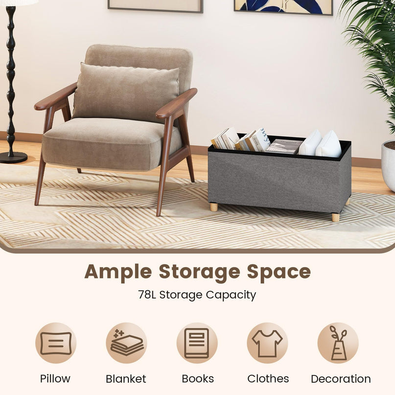 Giantex Storage Ottoman Bench with Tray Lid（38.1D x 76.2W x 39.4H cm）