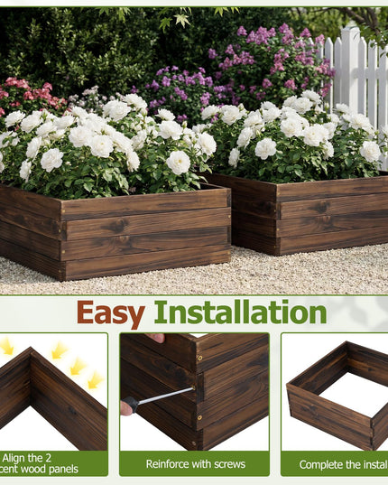 Giantex 23" x 23" Wooden Raised Garden Bed for Patio Yard Garden Balcony
