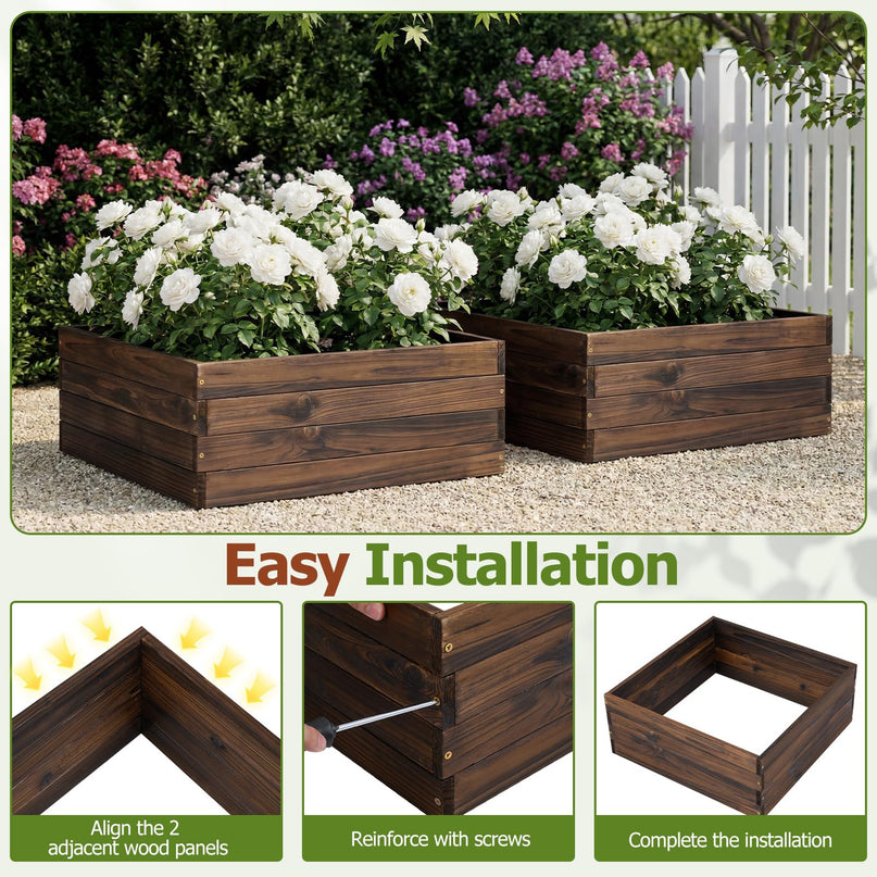 Giantex 23" x 23" Wooden Raised Garden Bed for Patio Yard Garden Balcony