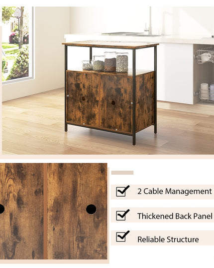 Giantex Buffet Cabinet with Shelf - 2 Door Sideboard Kitchen Storage Cupboard with Shelves (Rustic Brown)