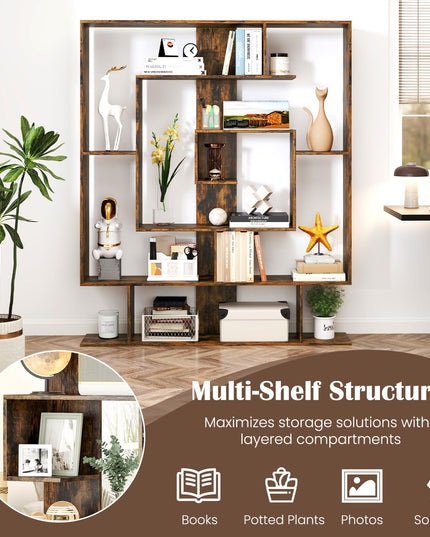 Giantex 7 Tier Geometric Bookshelf with Open Shelves