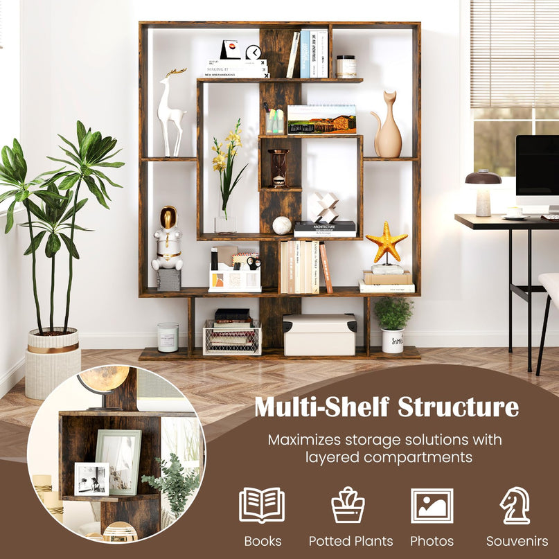 Giantex 7 Tier Geometric Bookshelf with Open Shelves