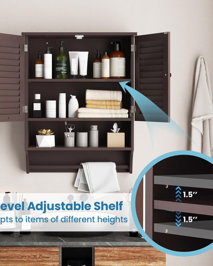 Giantex Bathroom Cabinet Wall Mounted - Hanging Medicine Cabinet with 2 Louvered Doors