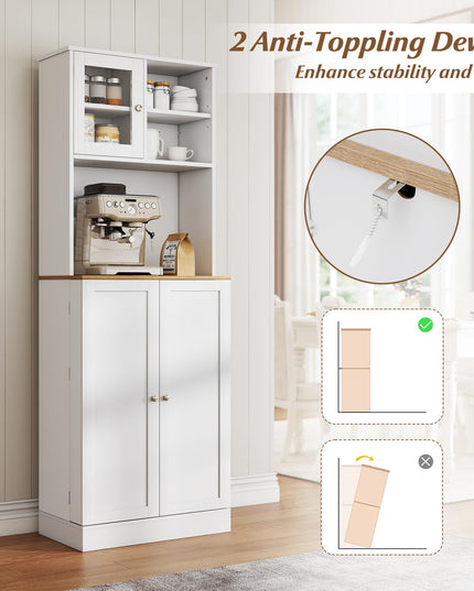 Giantex 67" Tall Pantry Cabinet w/Microwave Countertop