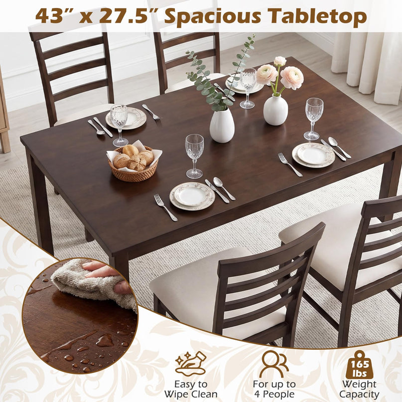 Giantex  43.5" Solid Rubber Wood Kitchen Table