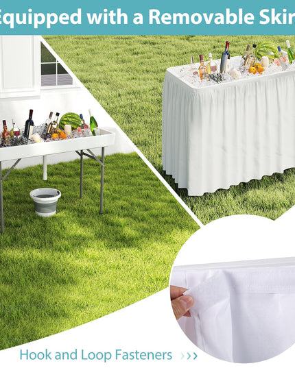 Giantex 46" Outdoor Chill Bar Table with Drain & Removable Matching Skirt
