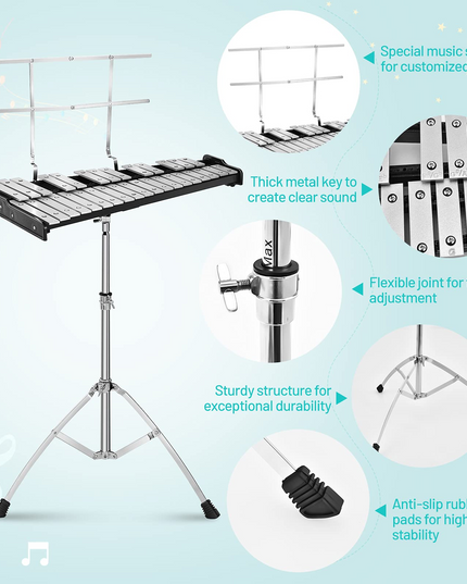 32 Note Percussion Glockenspiel Bell Kit