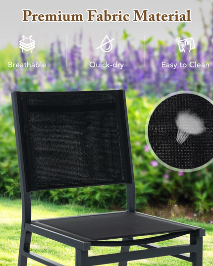 Giantex Outdoor Patio Dining Chair, Armless Dining Chair with Breathable Fabric Seat & Backrest