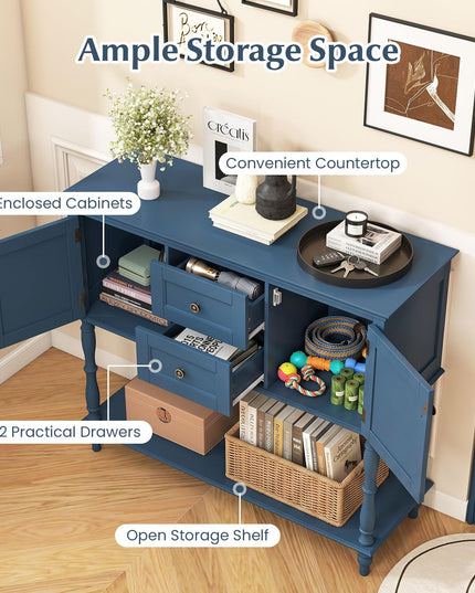 GIANTEX Narrow Console Table with 2 Drawers & 2 Door Cabinets