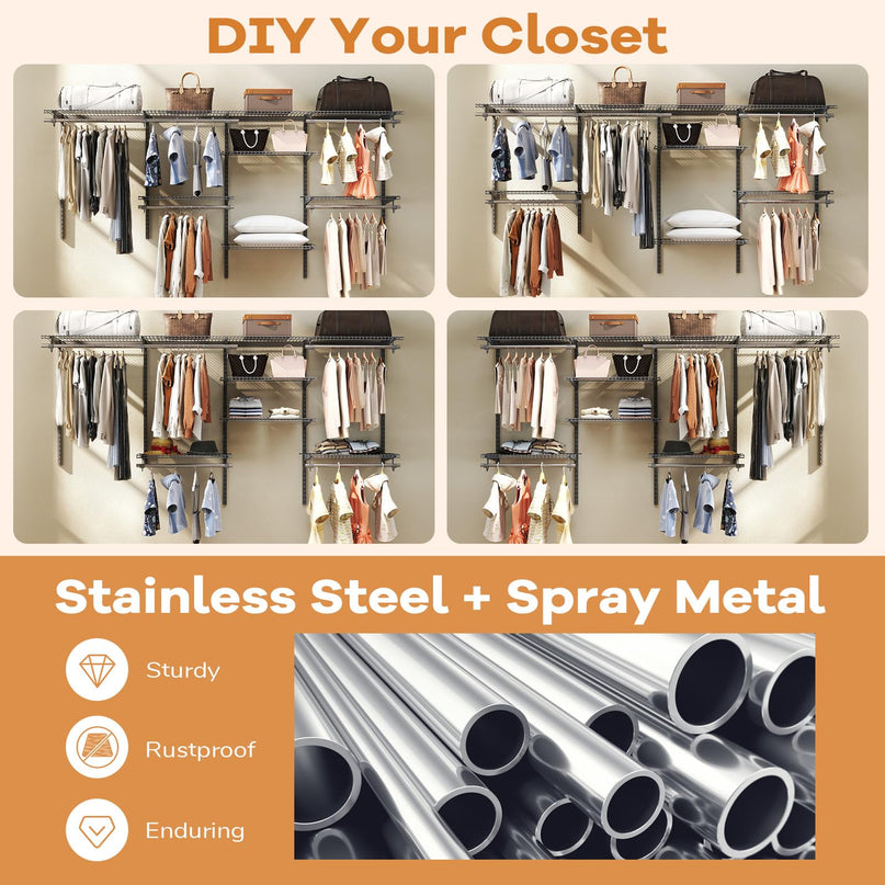 Giantex Closet Organizer System Wall-mounted Custom Closet Kit