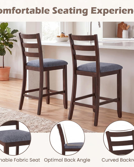 Giantex Counter Height Bar Stools Set of 2/4 w/Backrest Padded Seat