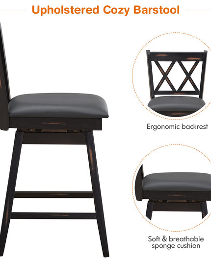Giantex Bar Stool with Foot Rest Upholstered Cushion & Ergonomic Backrest