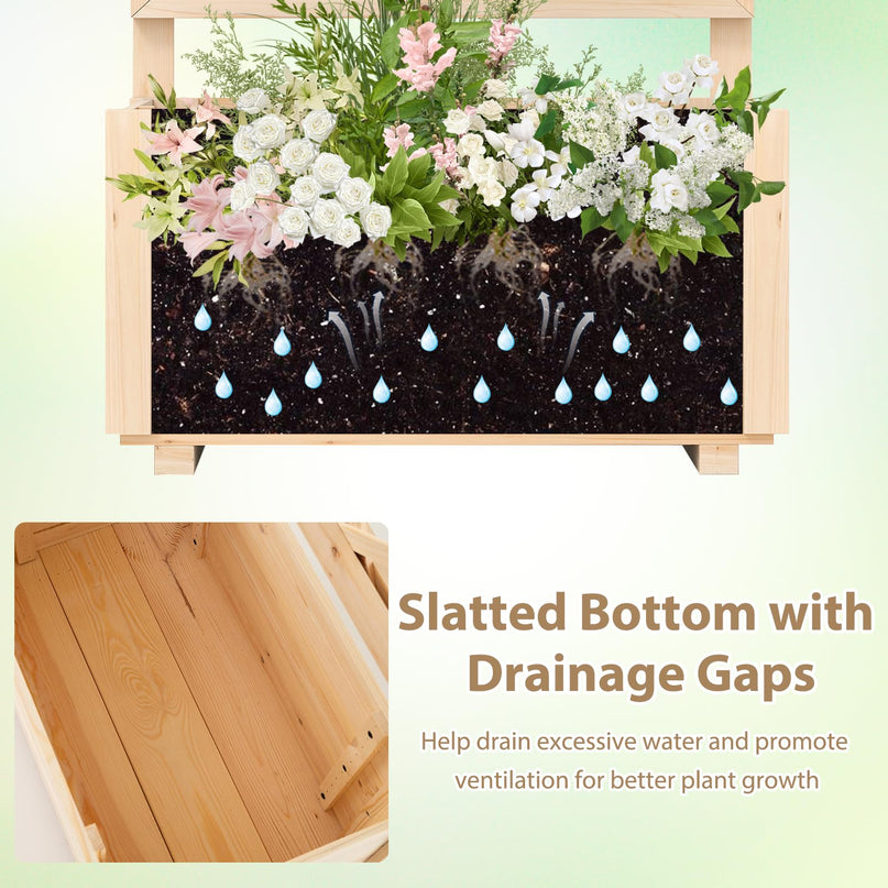 Giantex Raised Garden Bed with Trellis for Climbing Vine Flower Herb Vegetable Fruit