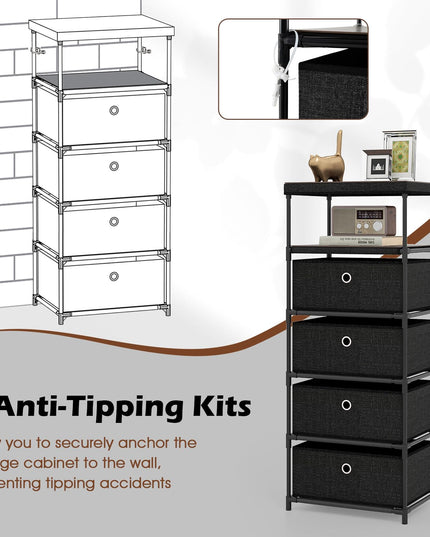 Giantex 4-Drawer Storage Cabinet Slim Storage Organizer